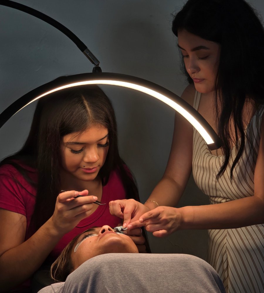 Lidia teaching lash techniques